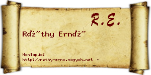 Réthy Ernő névjegykártya